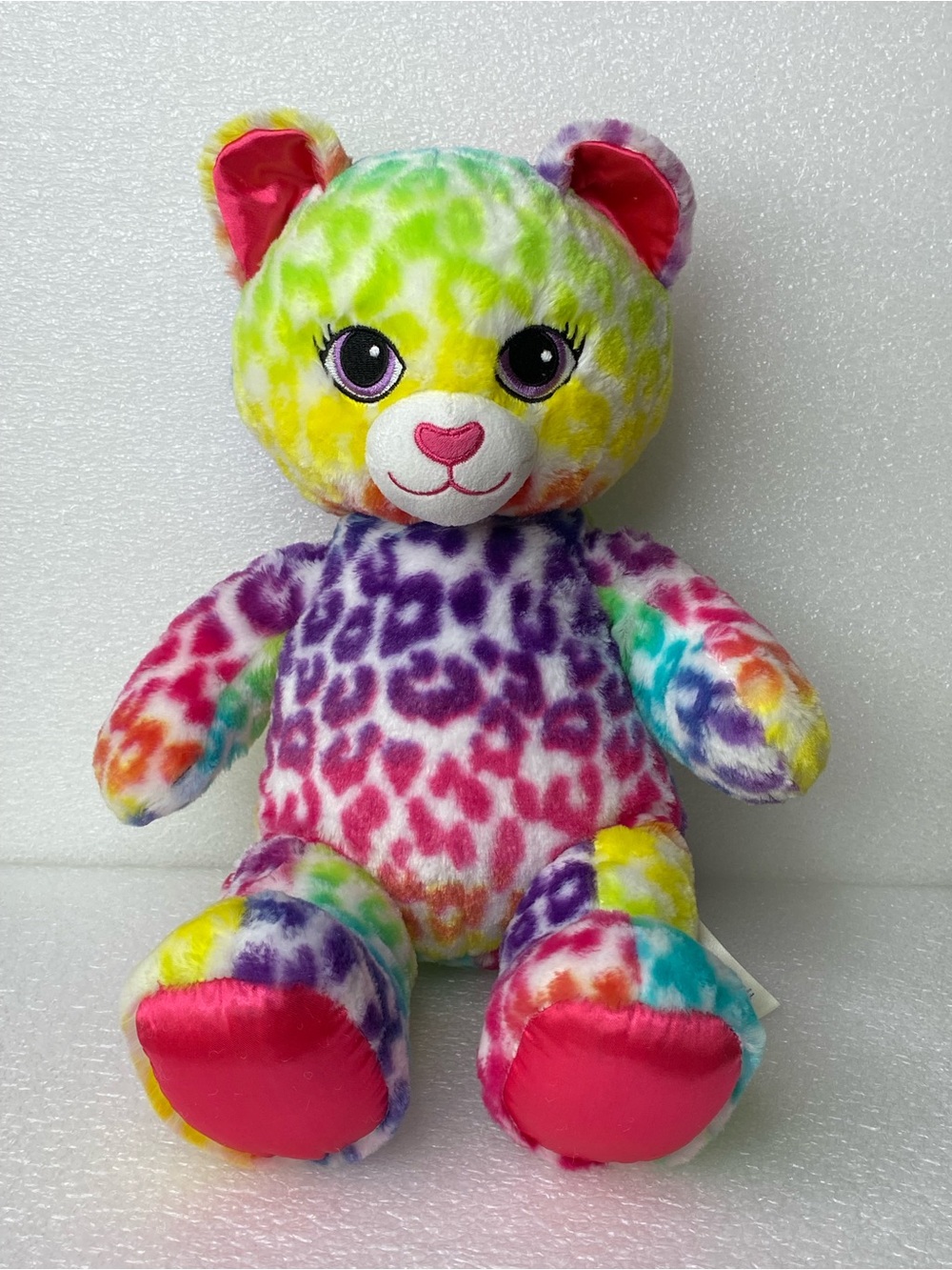 2016 "Lisa Frank" Build A Bear Workshop Rainbow Leopard Cat Kitty 17" Plush Toy
